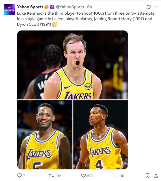 卢克-肯纳德季后赛首秀创多项纪录 成为历史三分